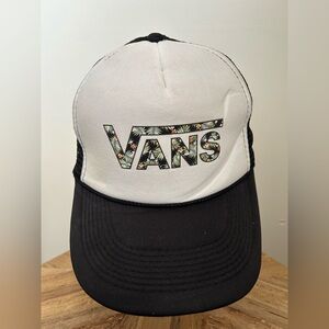 Vans Black & White Floral Logo Trucker Cap
